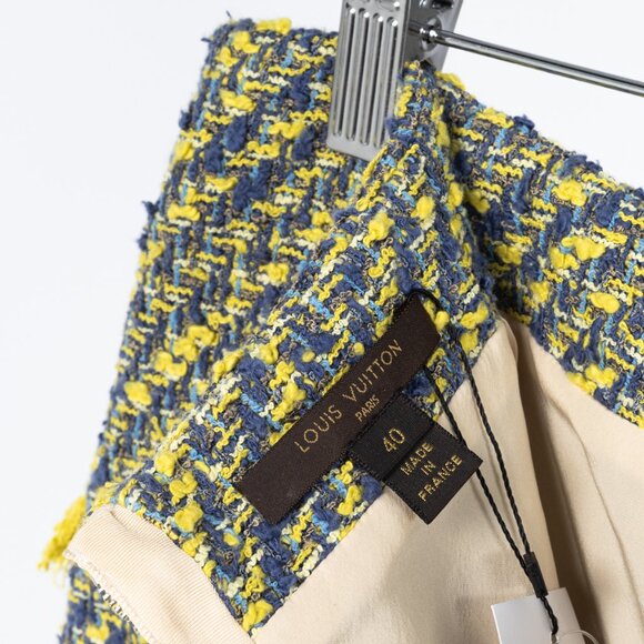 Louis Vuitton Resort 2014 Yellow & Blue Cotton-Tweed Mini Skirt - Picture 8 of 10